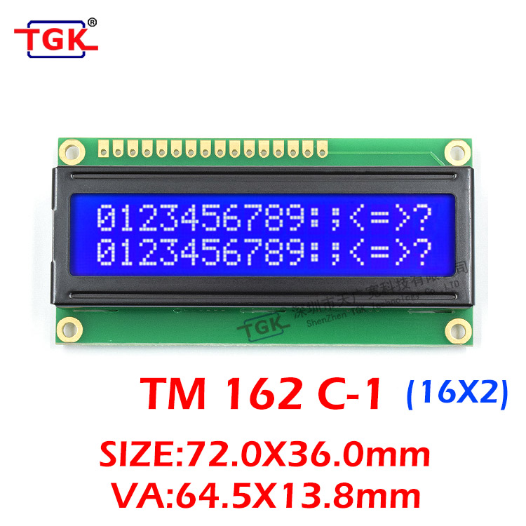 lcd 16x2 display factory 1602 screen TM162C-1 Small size PCB board TGK make
