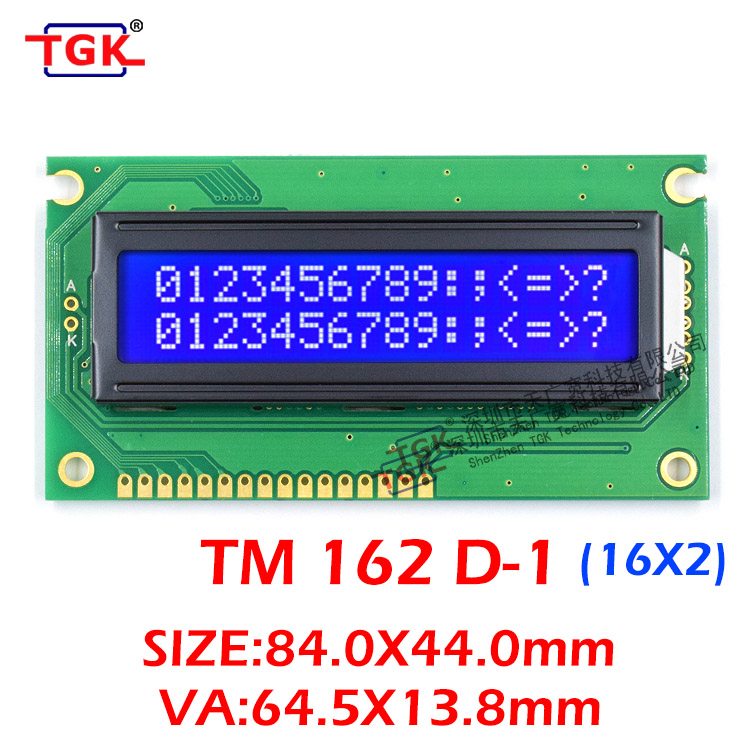 16x2 lcd display factory st7066 IC  TM162D-1 big size 84X44mm TGK 1602 modules