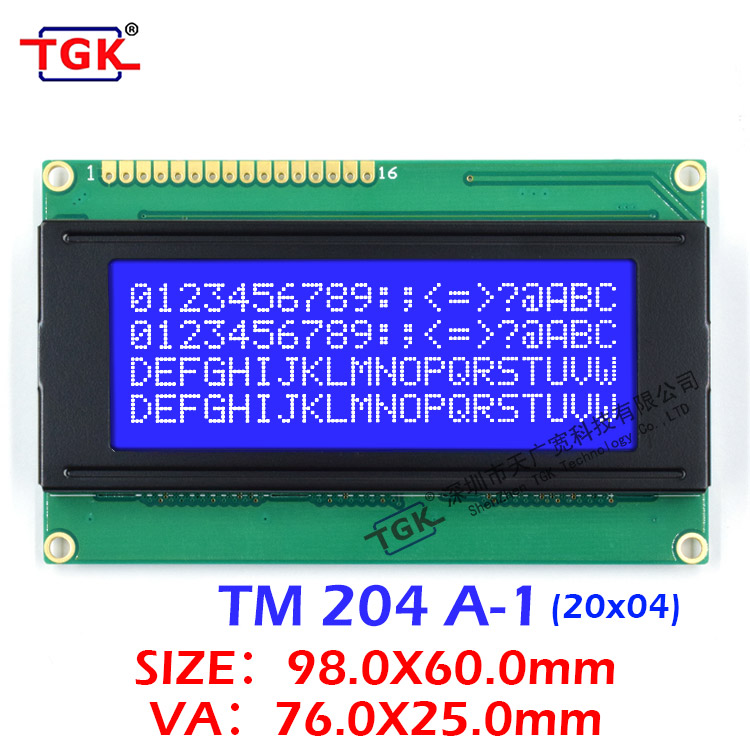 2004液晶屏LCD模块TM204A-1显示屏98X60尺寸字符点阵TGK天广宽科技